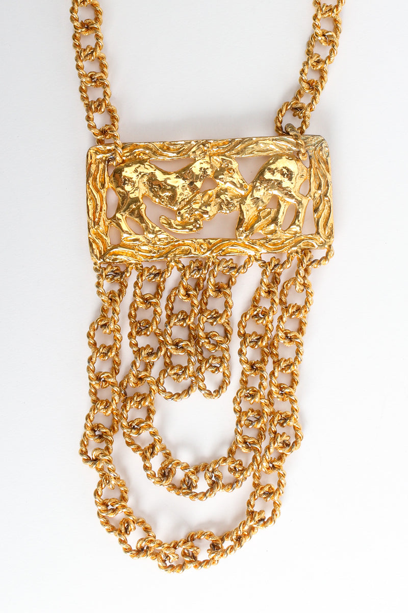 Vintage Golden Horse Pendant Rope Chain Necklace pendant/chain drop close @ Recess LA