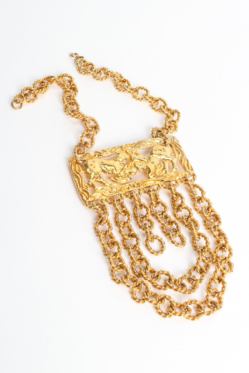 Vintage Golden Horse Pendant Rope Chain Necklace front @ Recess LA
