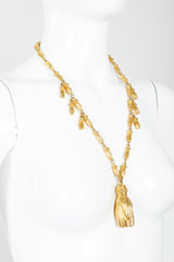 Vintage Gold Sculpted Tassel Pendant Necklace on Mannequin at Recess Los Angeles