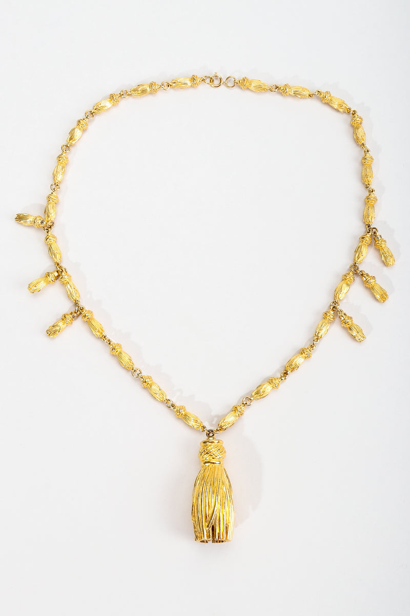 Vintage Gold Sculpted Tassel Pendant Necklace at Recess Los Angeles