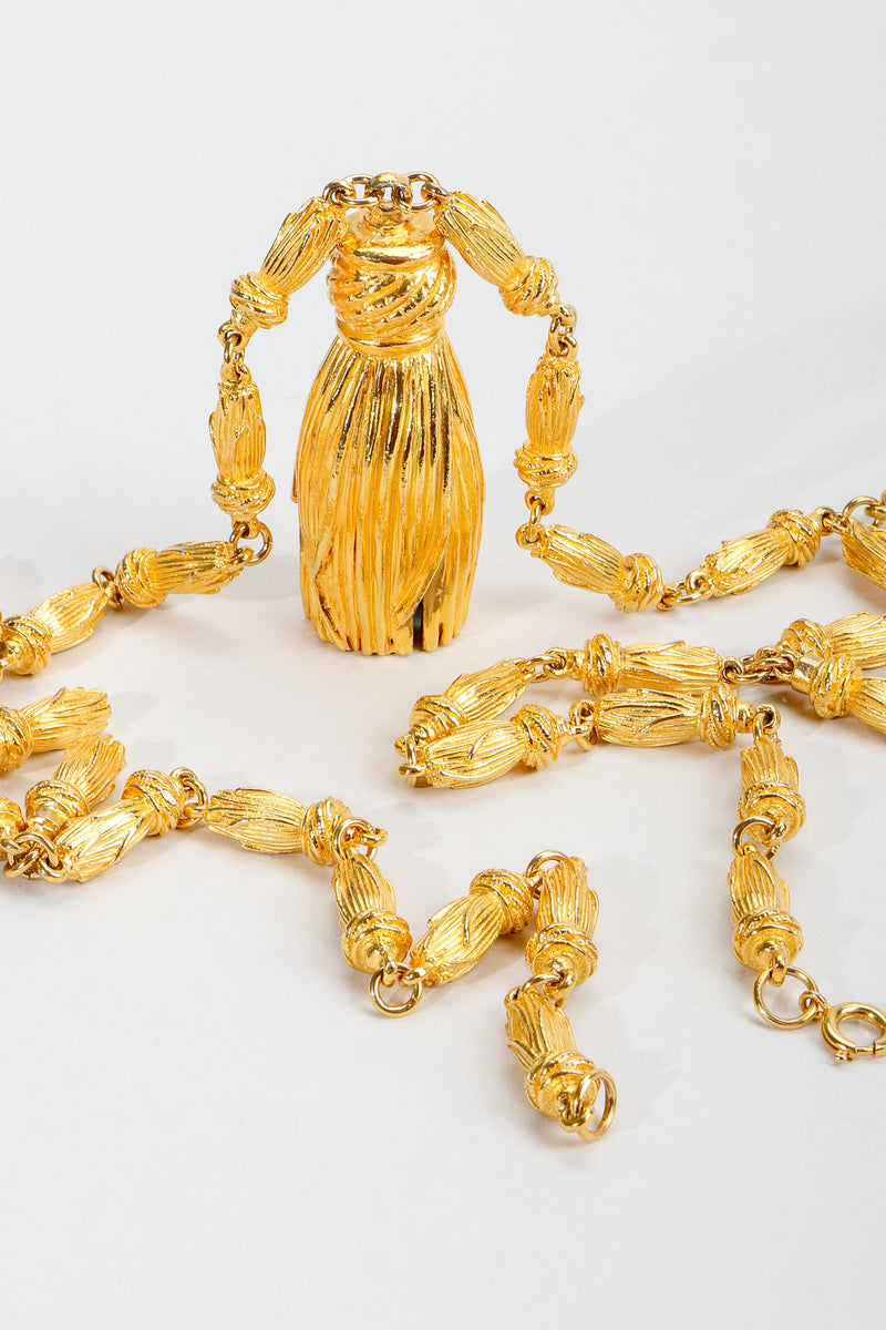 Vintage Gold Sculpted Tassel Pendant Necklace at Recess Los Angeles