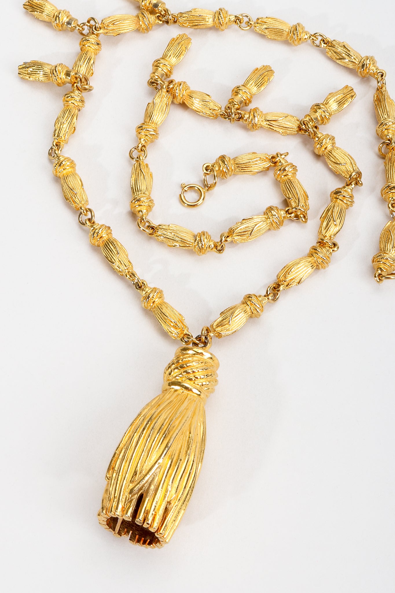 Vintage Gold Sculpted Tassel Pendant Necklace at Recess Los Angeles