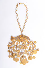 Vintage Filigree Moon Fish Necklace front lay flat @ Recess LA