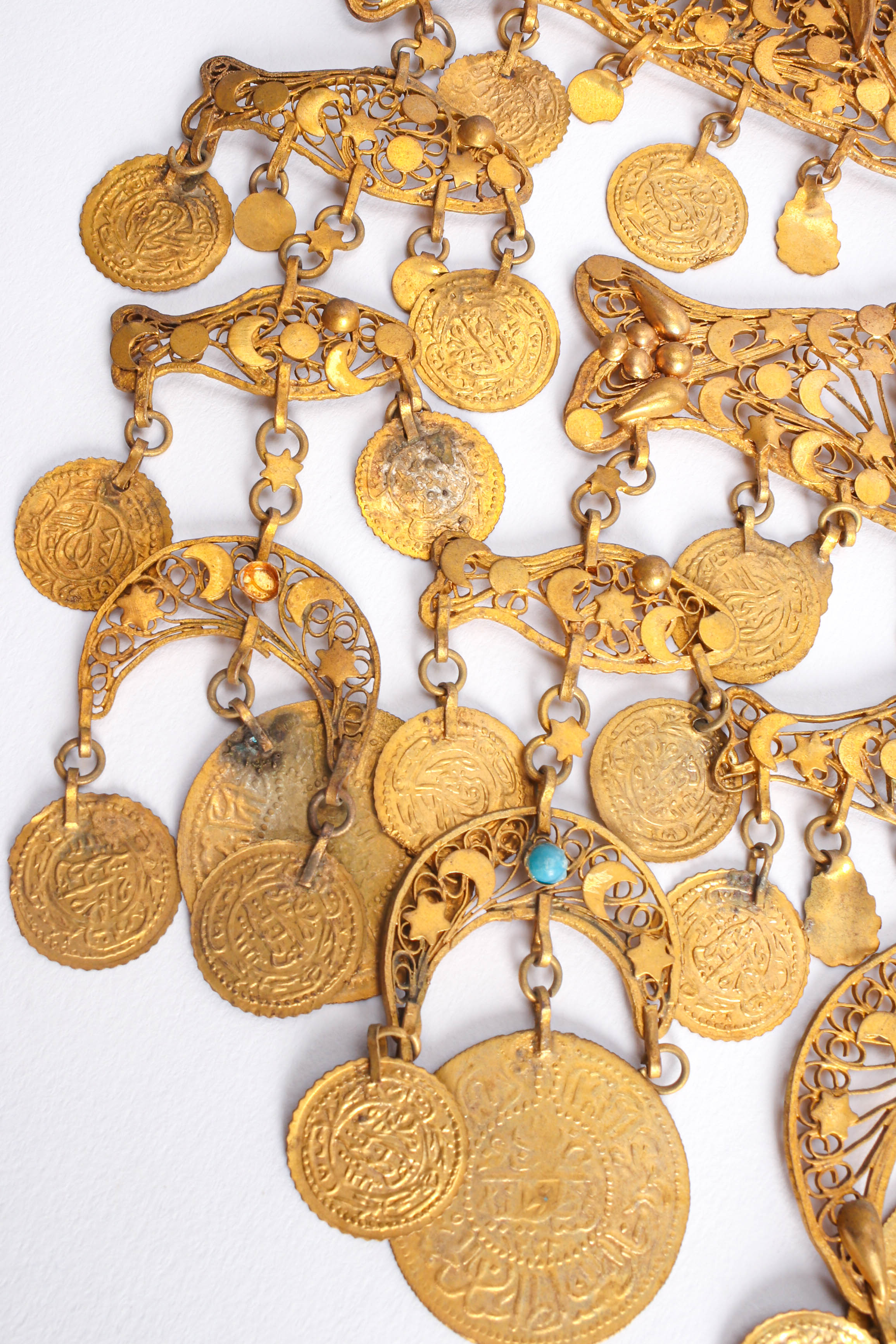 Vintage Filigree Moon Fish Necklace  charms detail & missing turquoise bead detail @ Recess LA