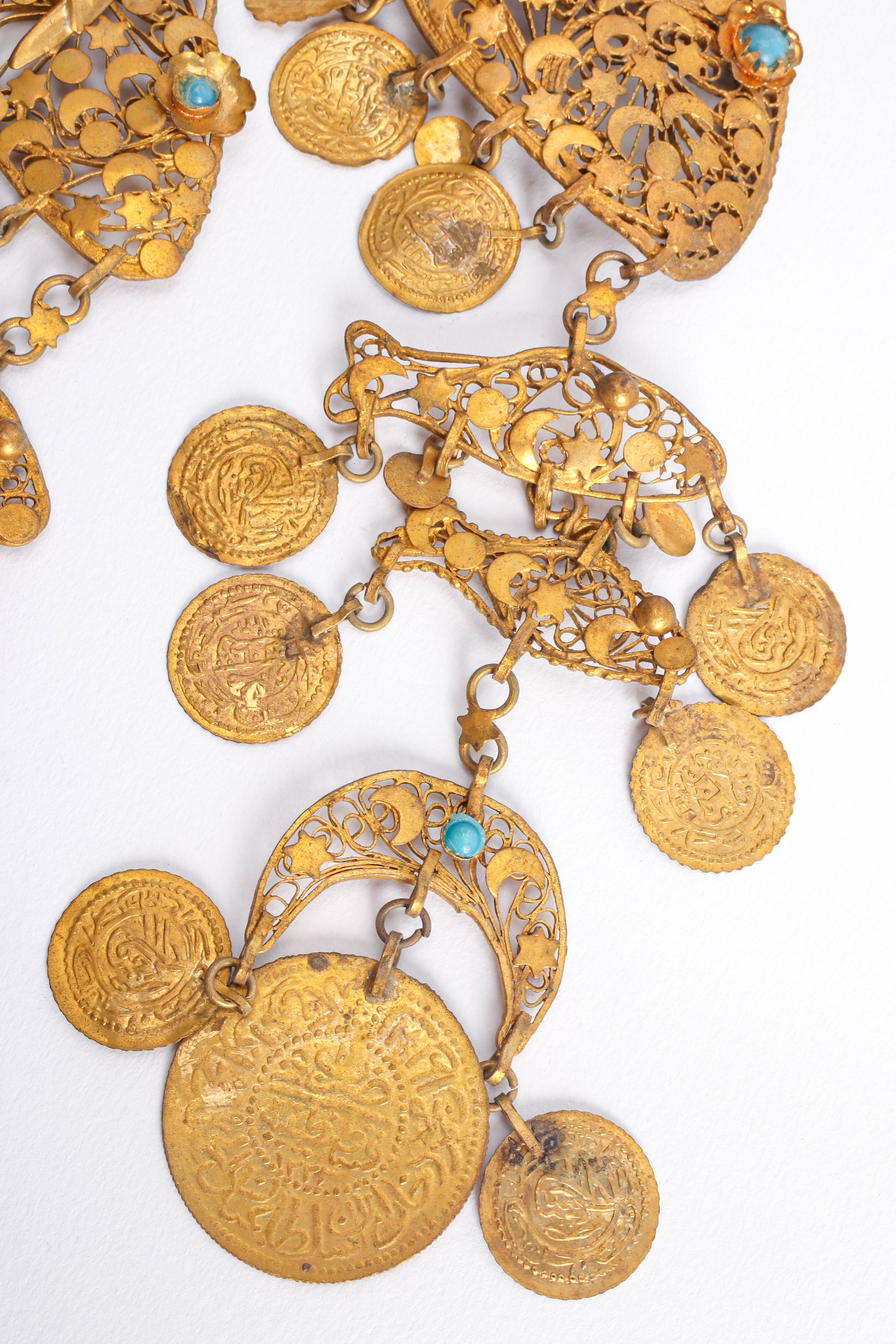 Vintage Filigree Moon Fish Necklace charm detail & discoloration @ Recess LA