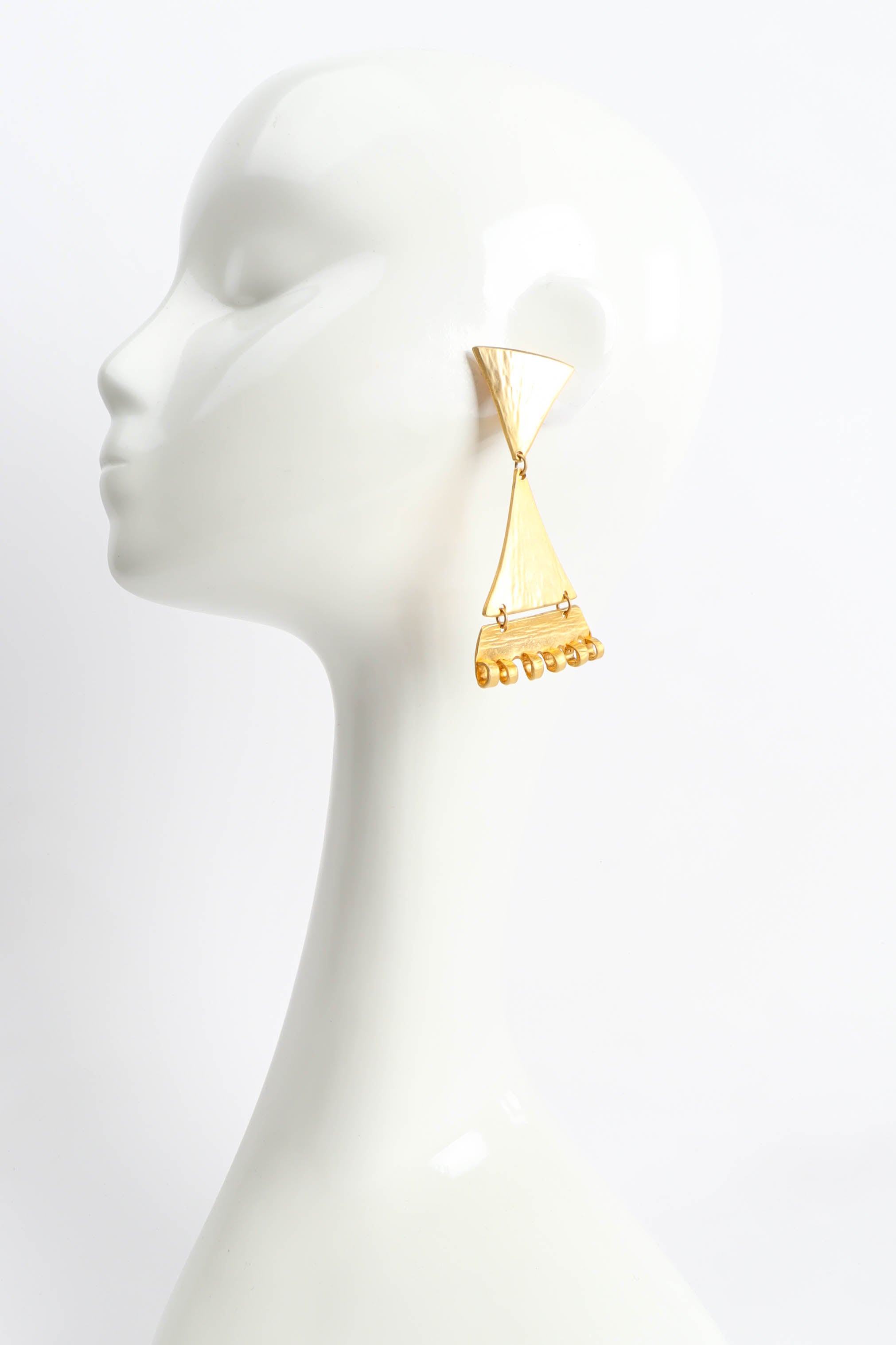 Vintage Double Triangle Drop Earrings on mannequin @ Recess Los Angeles