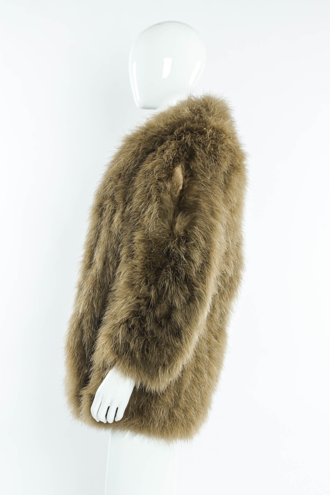Vintage Moss Marabou Feather Coat on Mannequin Side at Recess LA