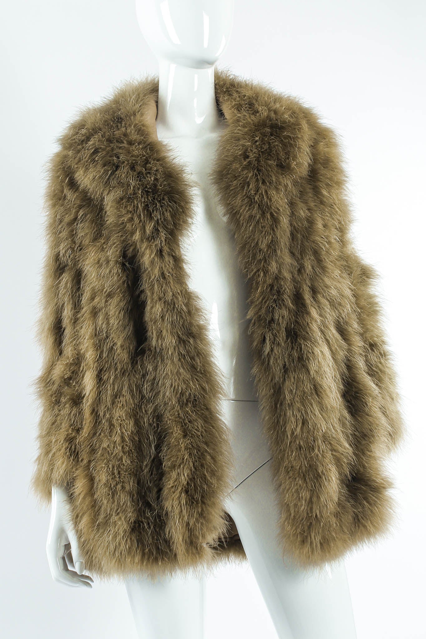 Vintage Moss Marabou Feather Coat on Mannequin Front at Recess LA