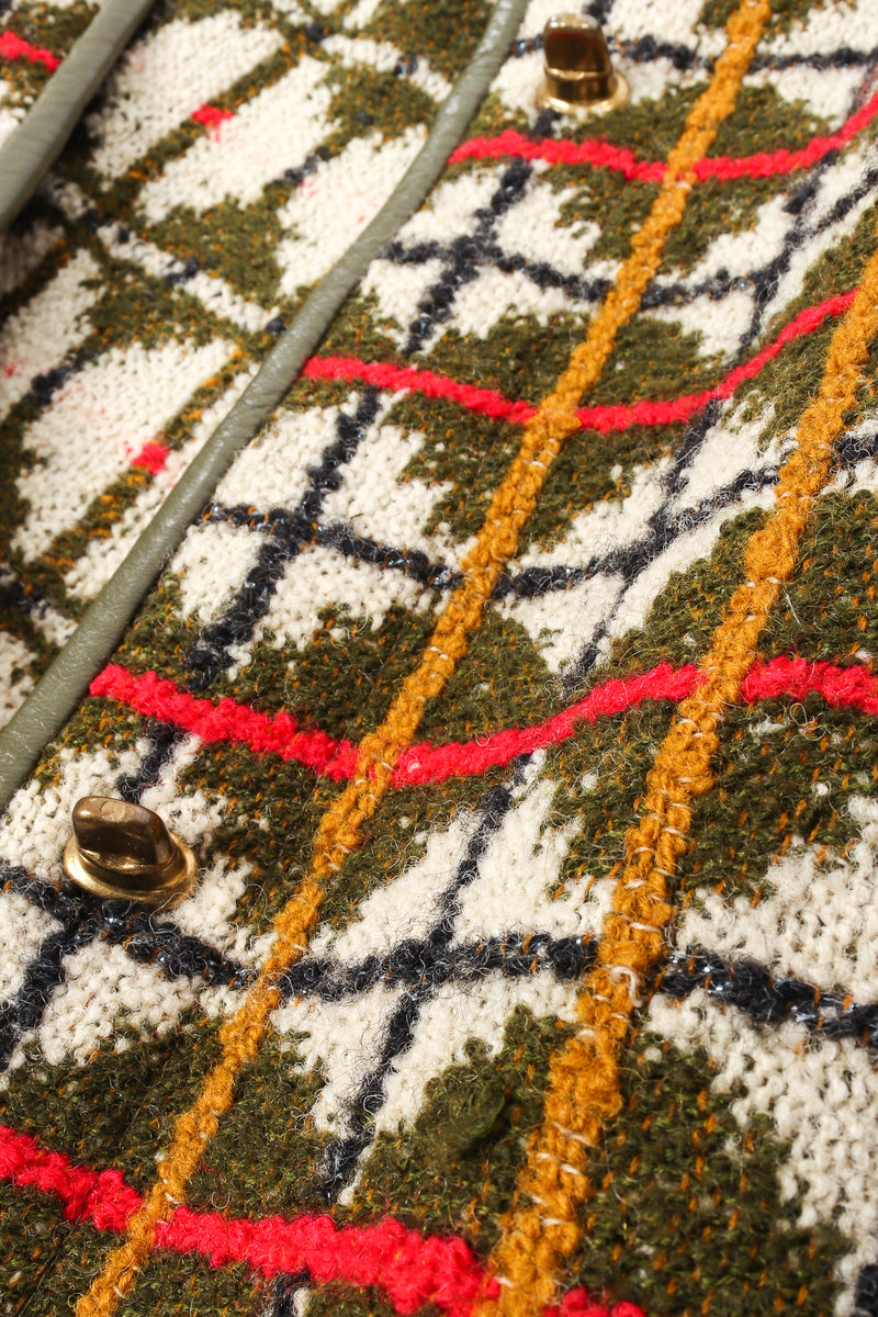 Vintage Bonnie Cashin Sills Argyle Turnlock Blanket Coat fabric detail at Recess Los Angeles