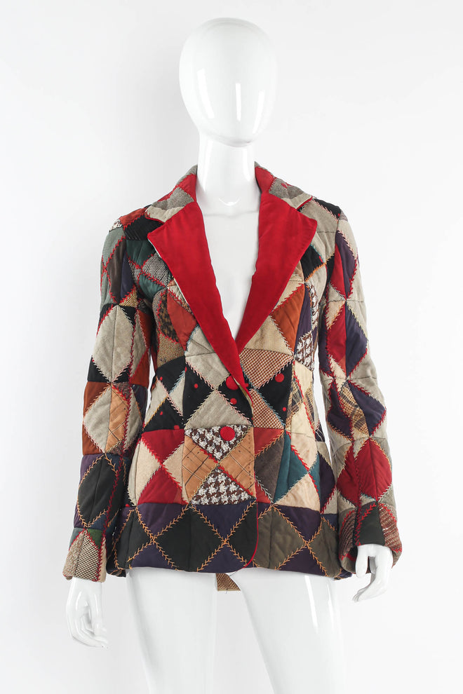 Vintage Multi-Colored Patchwork Print Blazer mannequin front @ Recess Los Angeles