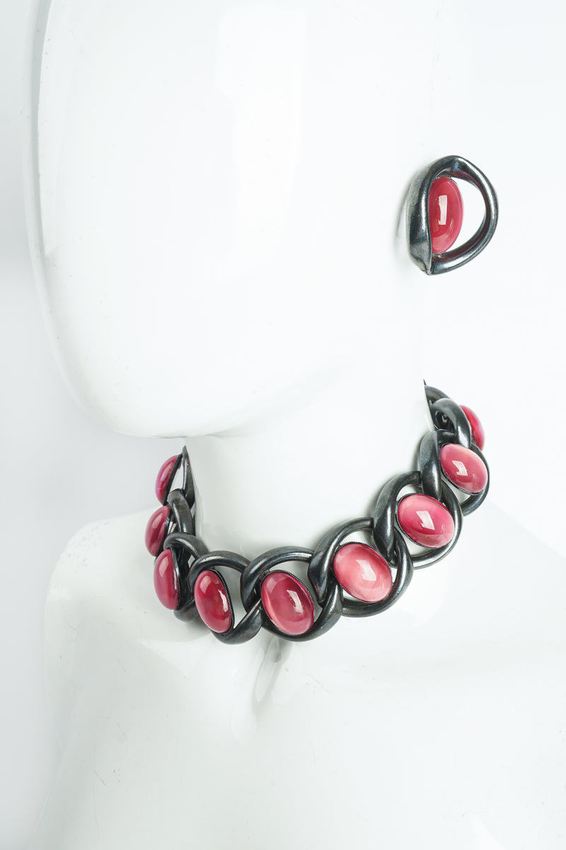 Vintage Cabochon Chain Choker & Earring Set on Mannequin at Recess Los Angeles