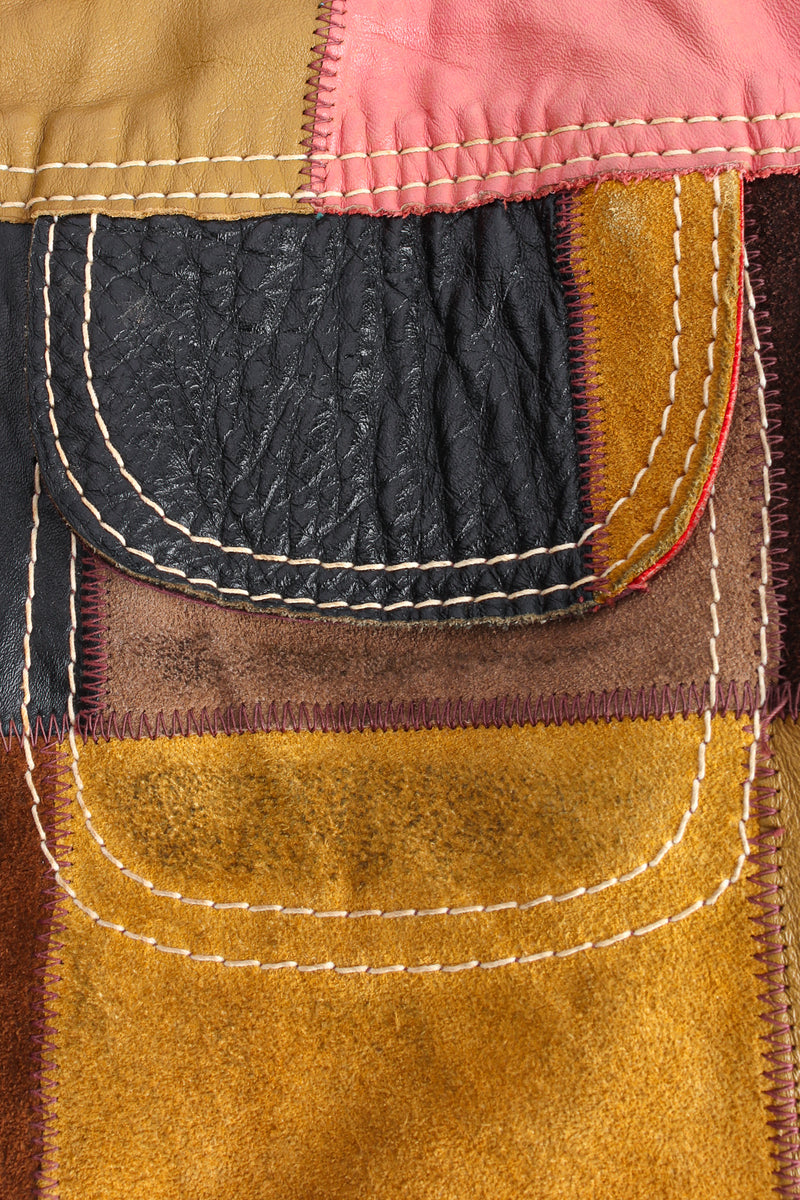 Vintage Mixed Leather Patchwork Jacket decorative chest pocket @ Recess LA