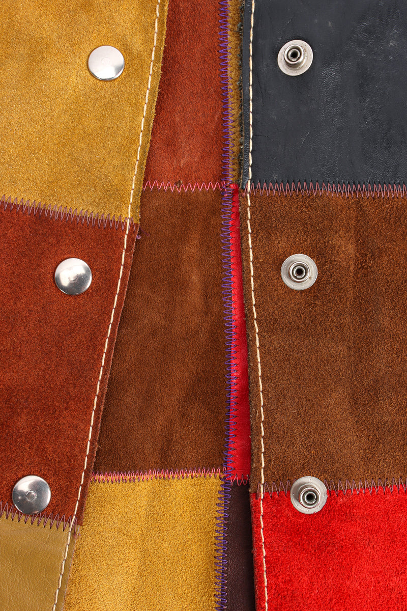 Vintage Mixed Leather Patchwork Jacket patch/button close @ Recess LA