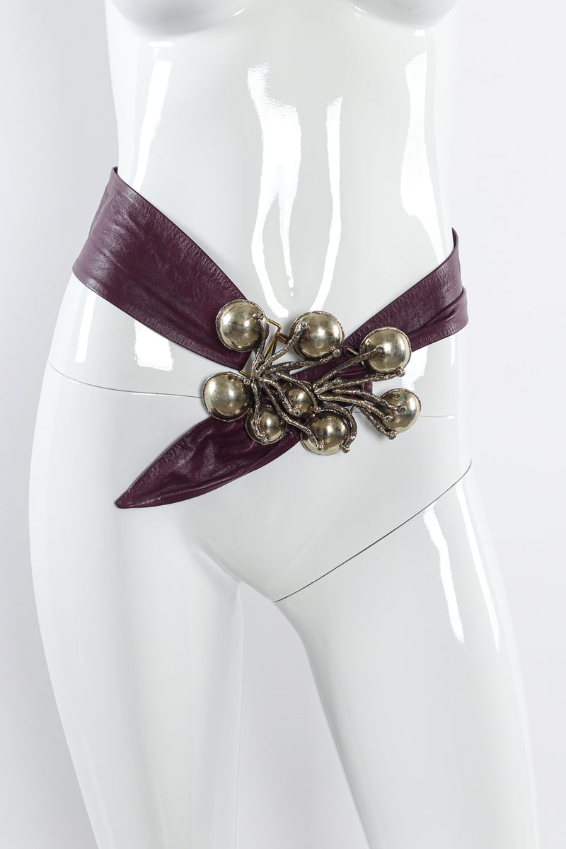 plum leather sash belt mannequin front @recessla