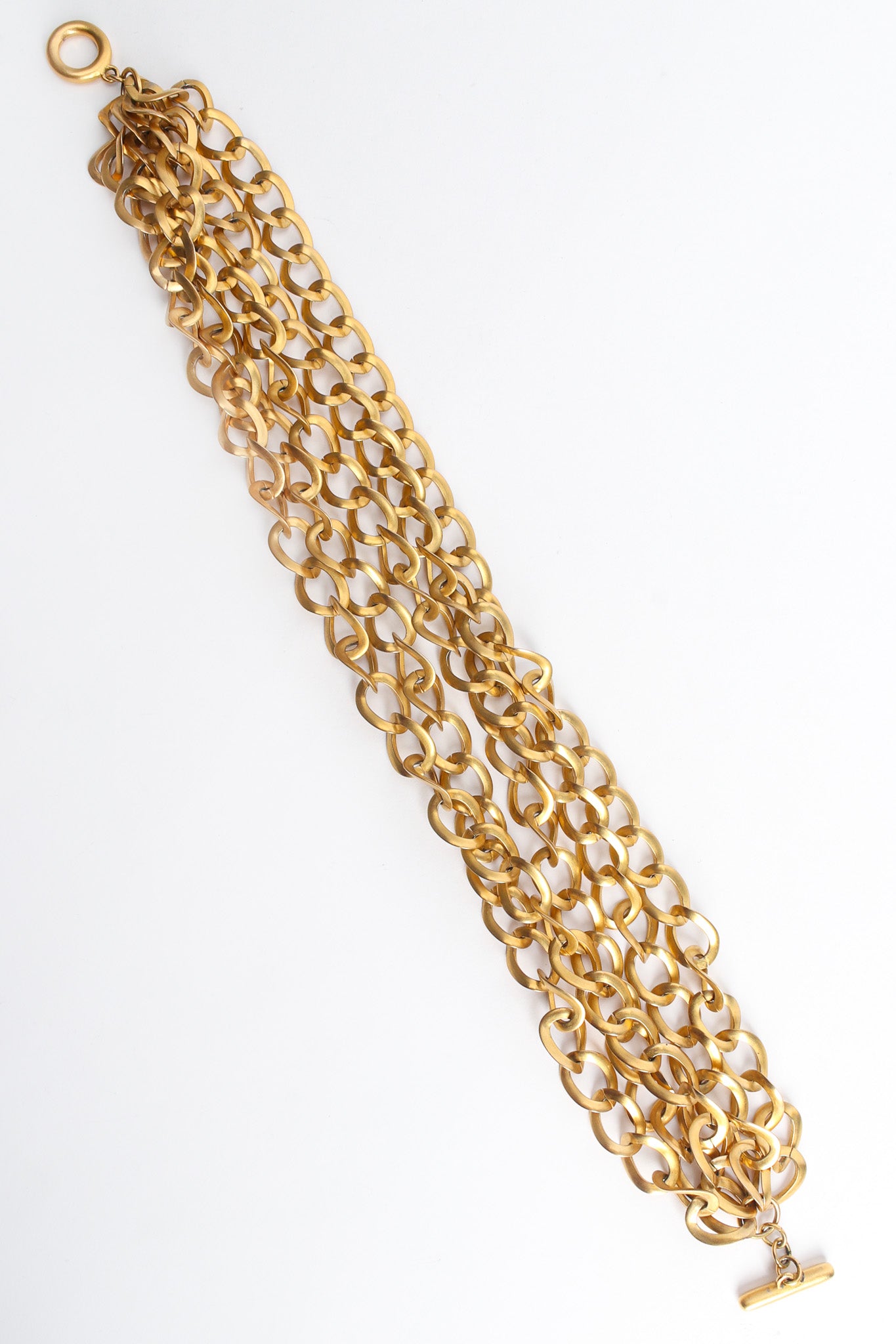 Vintage 5 Chain Link Choker Necklace elongated front @ Recess Los Angeles
