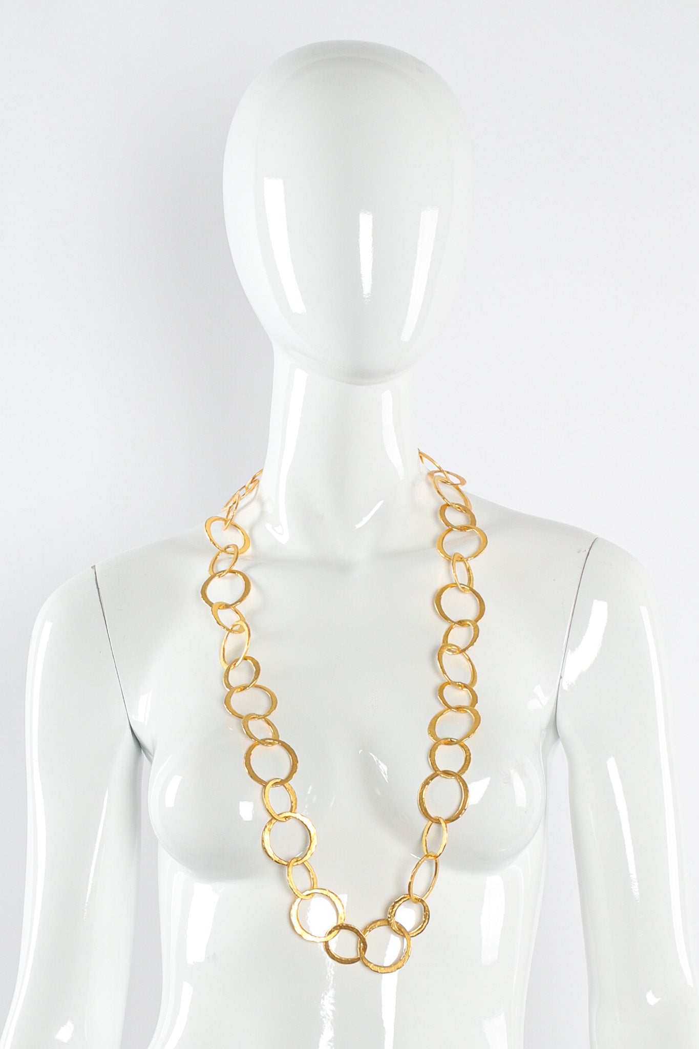 Vintage Hammered Ring Link Necklace on mannequin as a necklace @ Recess LA