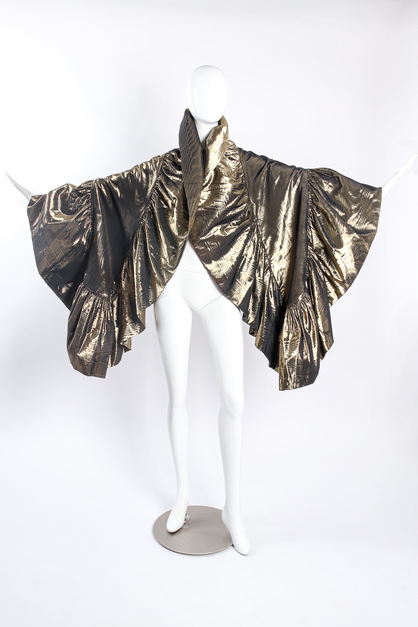 Vintage Metallic Moiré Taffeta Ruffle Wrap on mannequin front at Recess Los Angeles
