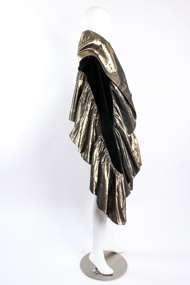 Vintage Metallic Moiré Taffeta Ruffle Wrap on mannequin side at Recess Los Angeles