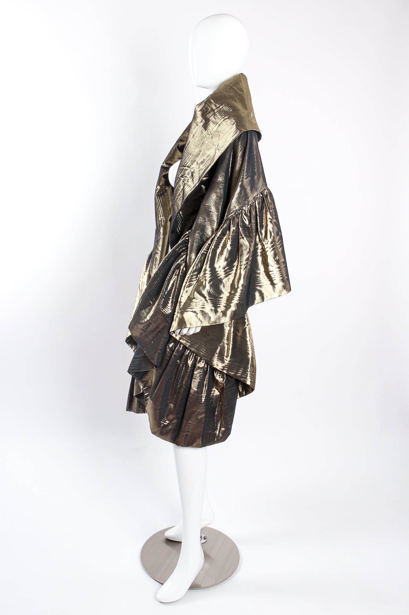Vintage Metallic Moiré Taffeta Ruffle Wrap on mannequin side at Recess Los Angeles