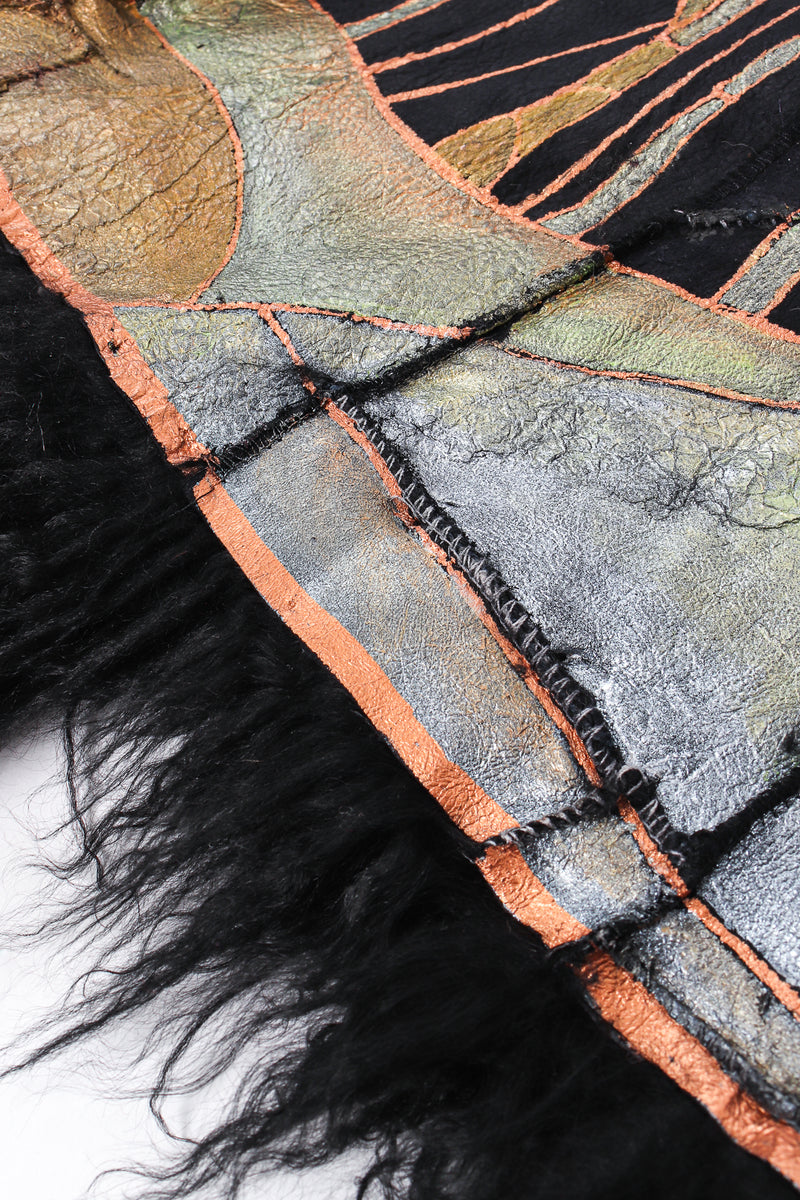 Vintage Art Nouveau Painted Mongolian Fur Vest detail at Recess Los Angeles