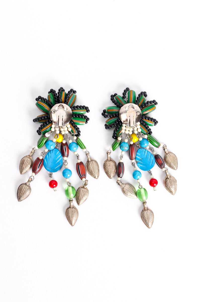Vintage Whimsical Millefiori Bead Flower Earrings back detail @ Recess LA