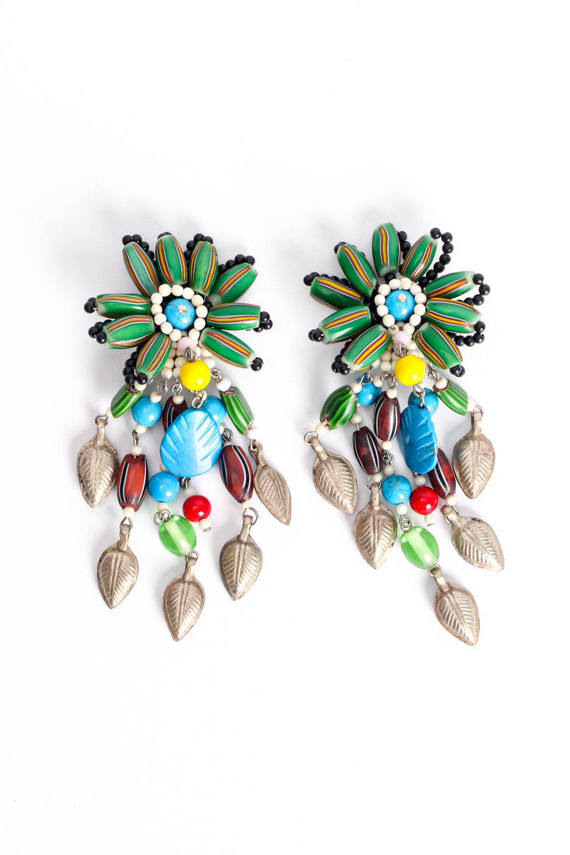 Vintage Whimsical Millefiori Bead Flower Earrings front pair @ Recess LA
