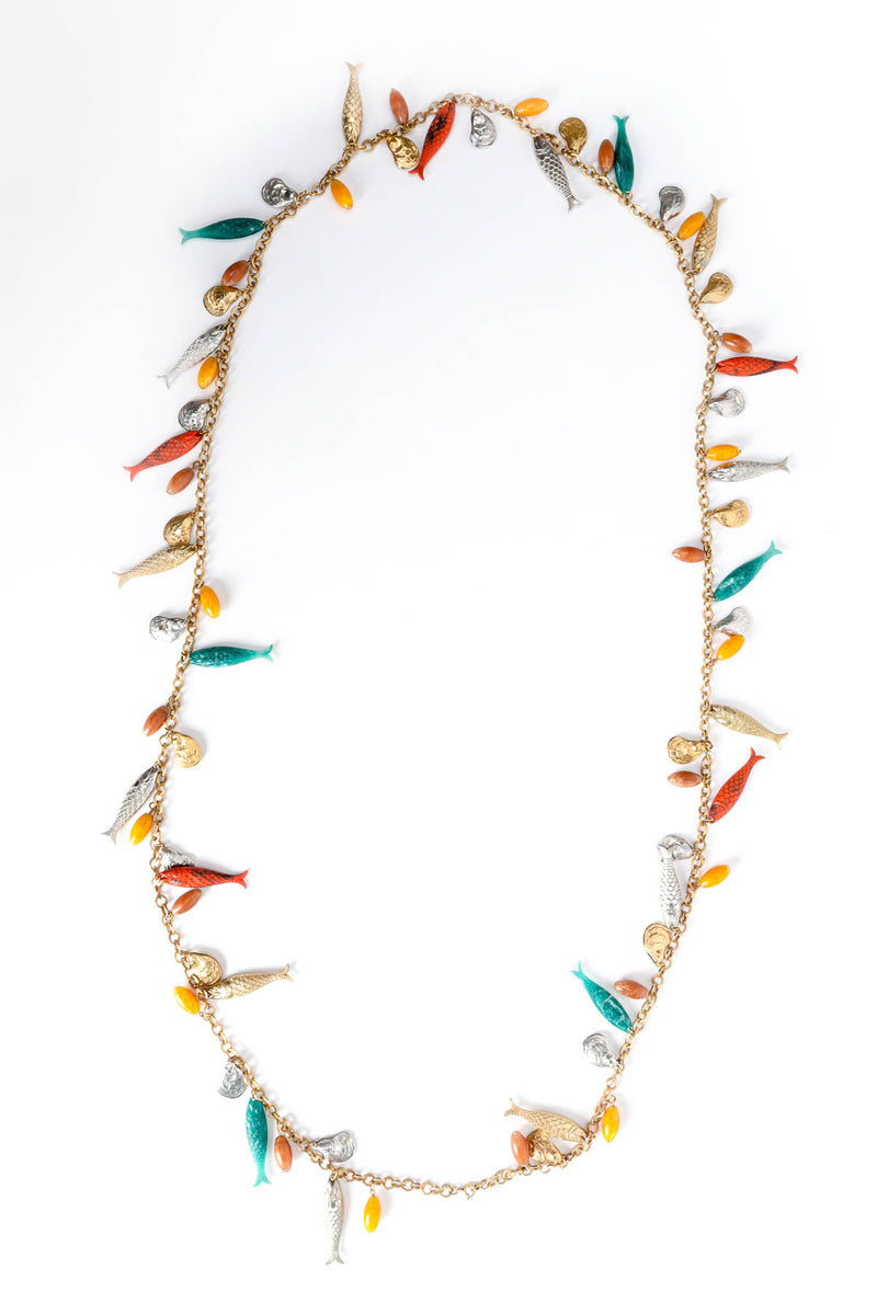 Vintage Dancing Fish Shell Charm Necklace flat @ Recess Los Angeles
