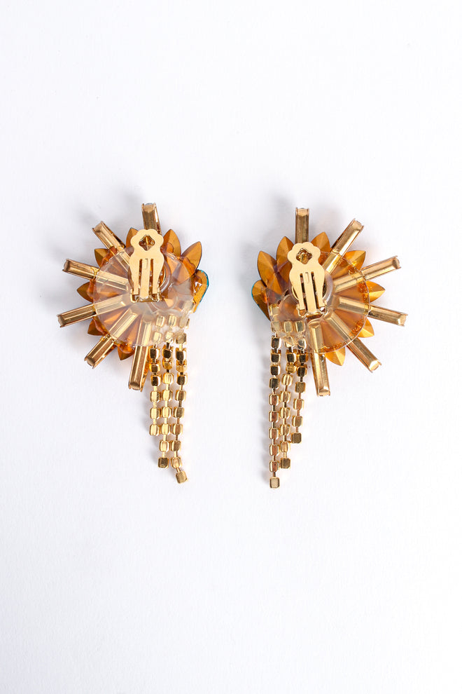 Vintage Rainbow Burst Fringe Earrings backside at  Recess Los Angeles