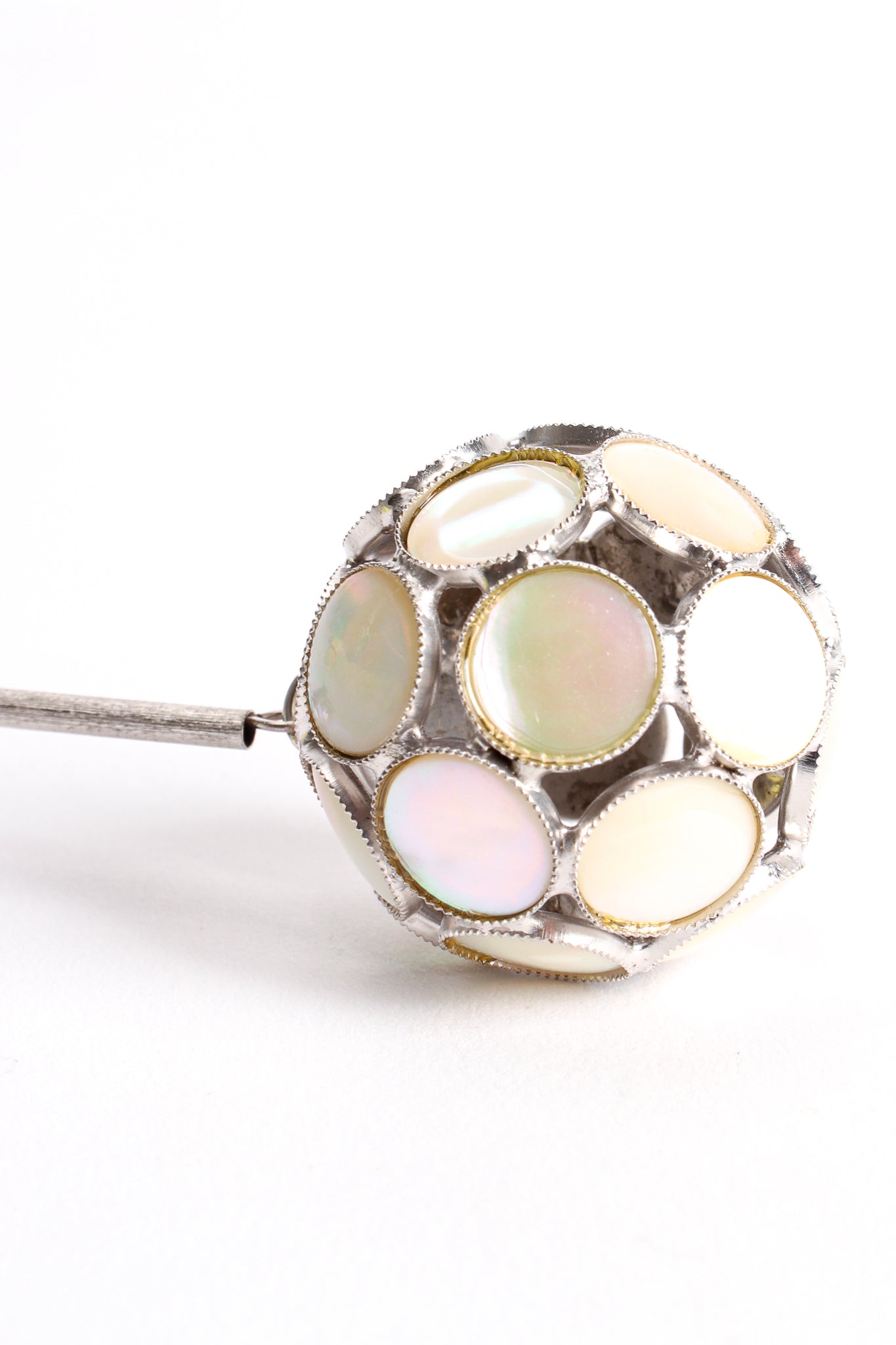 Vintage Mother-Of-Pearl Ball Drop Earrings detail at Recess Los Angeles