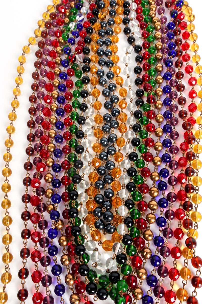 Vintage Rainbow Multi-strand Glass Beads Necklace Closeup at Recess Los Angeles
