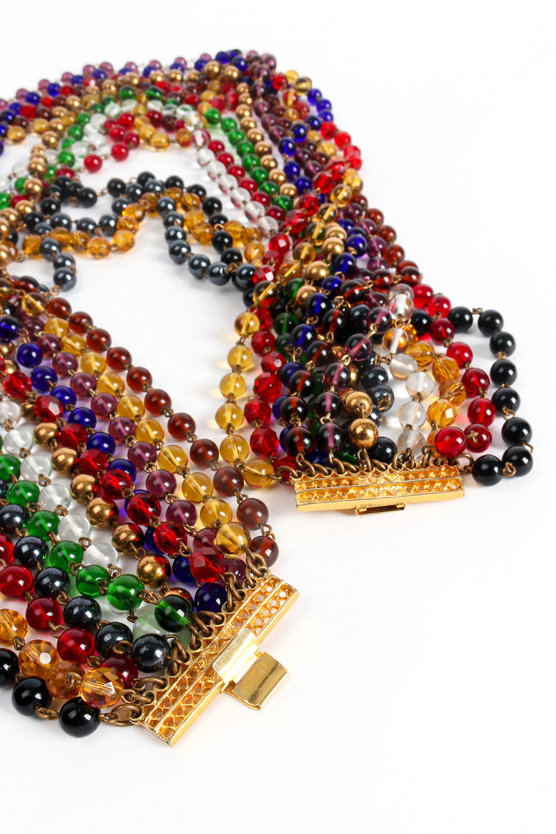 Vintage Silver Plated Plexiglass Tube Bead Chain Sections - 3 Pieces, 7.5" Each, Multi-Color (4227T)