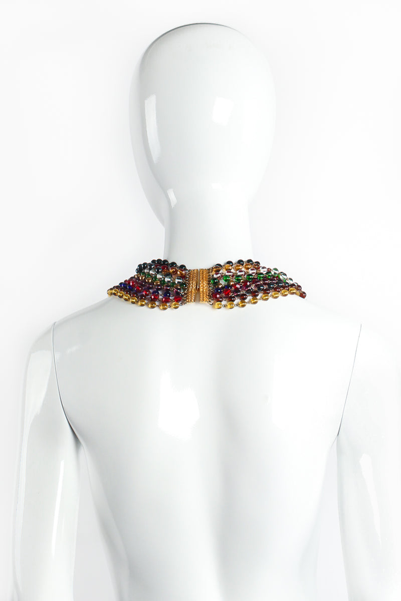 Vintage Rainbow Multi-strand Glass Beads Necklace on Mannequin Back at Recess LA