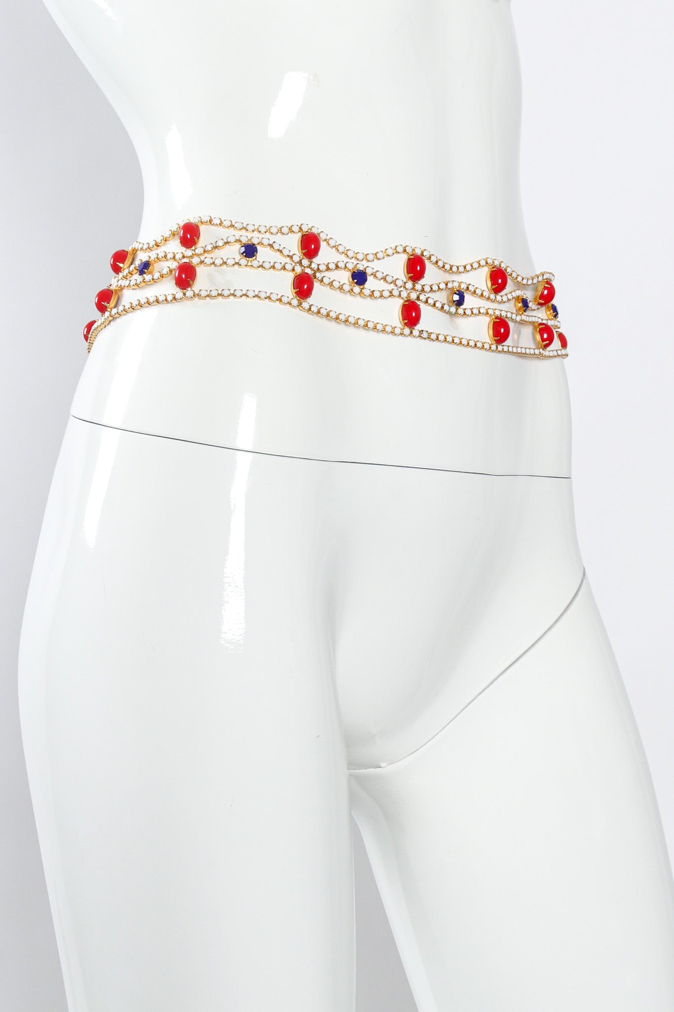 Vintage Stone Jeweled Chain Link Belt mannequin side angle @ Recess Los Angeles