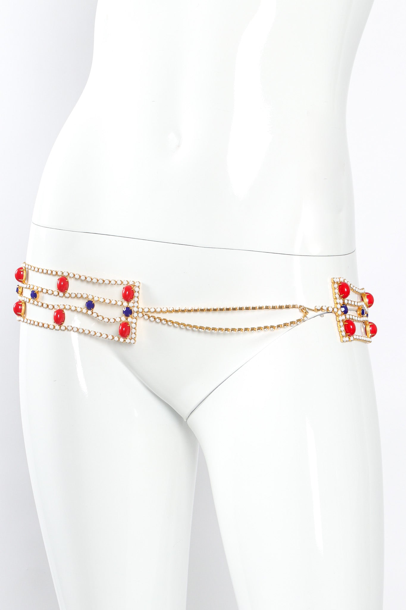 Vintage Stone Jeweled Chain Link Belt mannequin side angle @ Recess Los Angeles