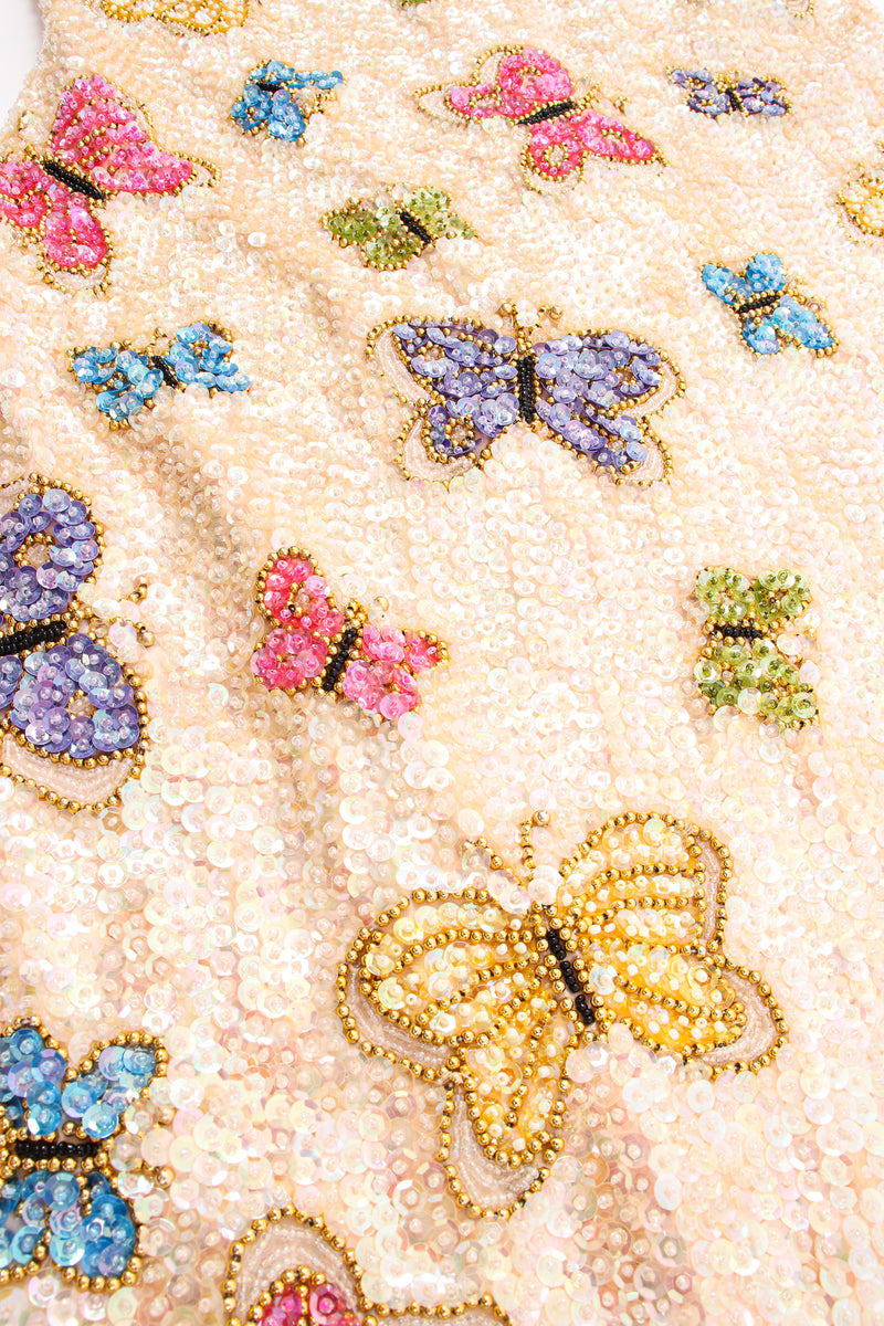 Vintage Beaded Butterfly Halter Gown fabric detail at Recess Los Angeles