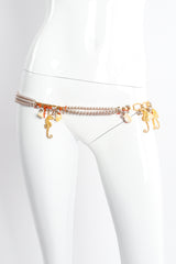 Vintage Unsigned William deLillo Seashore Pearl Chain Charm Belt on mannequin at Recess Los Angeles