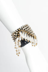 Vintage Patent Leather Rhinestone & Pearl Cuff on mannequin wrist @ Recess Los Angeles