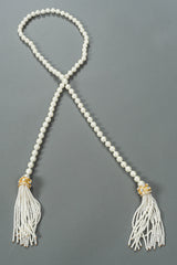 Vintage Pearl Bead Tassel Wrap Lariat loop flat @ Recess Los Angeles