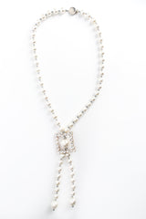 Vintage Elongated Pearl & Rhinestone Necklace front @ Recess LA