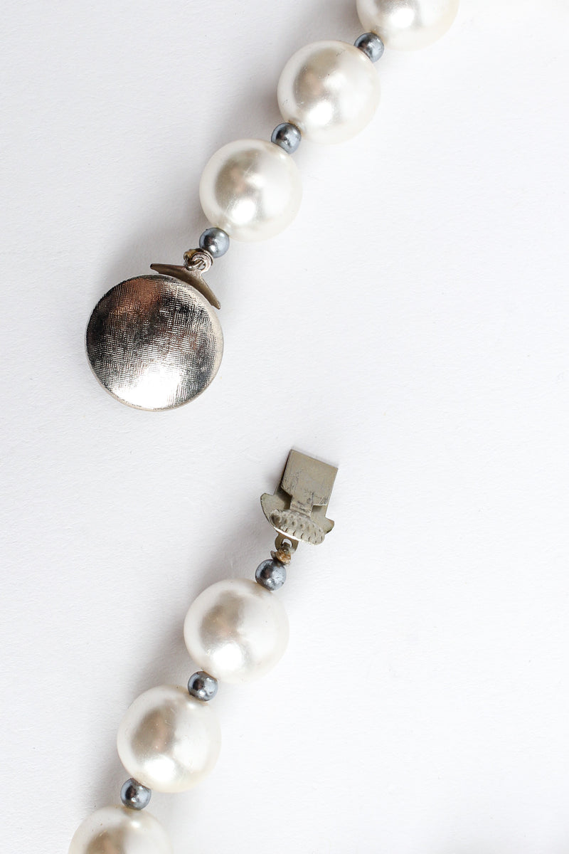 Vintage Elongated Pearl & Rhinestone Necklace unclasped @ Recess LA