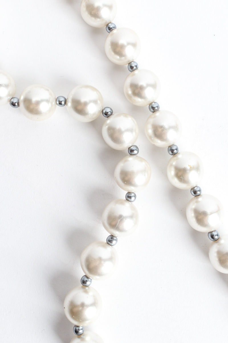 Vintage Elongated Pearl & Rhinestone Necklace pearl bead close @ Recess LA