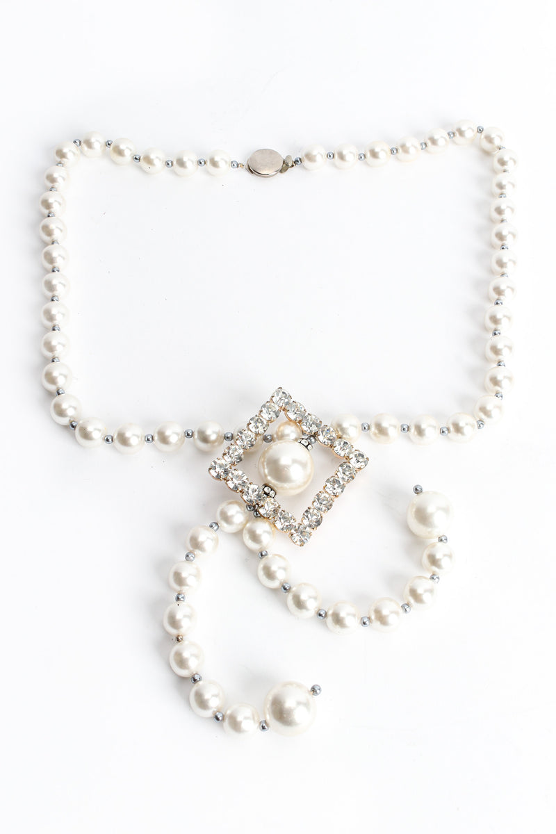 Vintage Elongated Pearl & Rhinestone Necklace creative front @ Recess LA