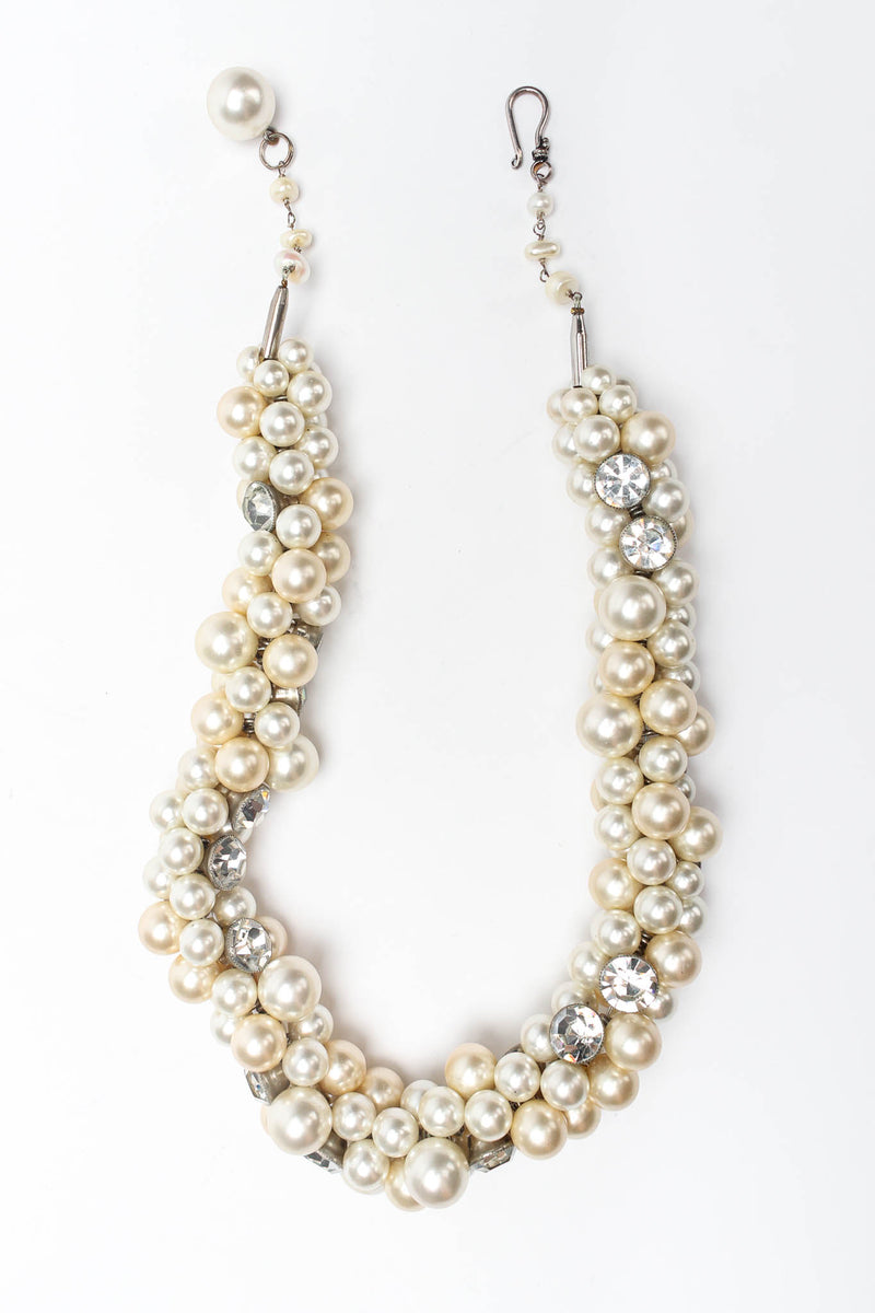 Vintage Pearl & Rhinestone Cluster Rope Necklace overall front @ Recess Los Angeles