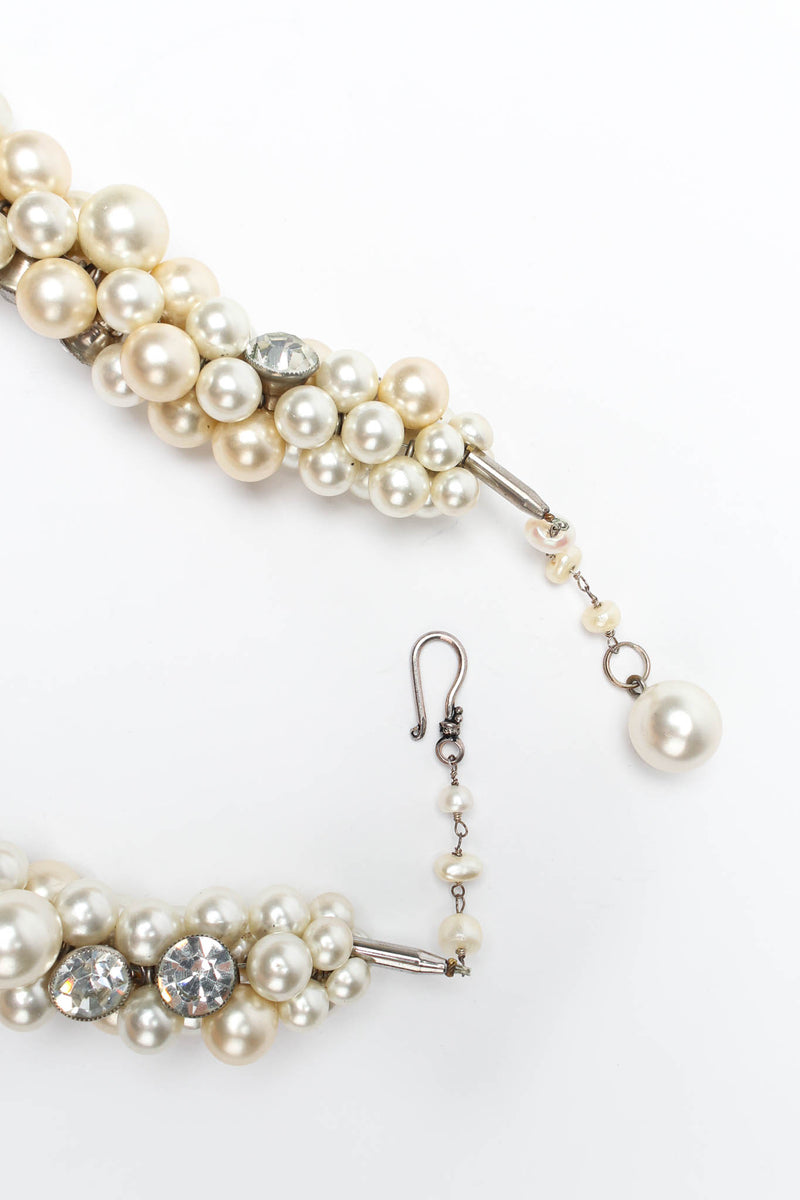 Vintage Pearl & Rhinestone Cluster Rope Necklace clasp ends @ Recess Los Angeles