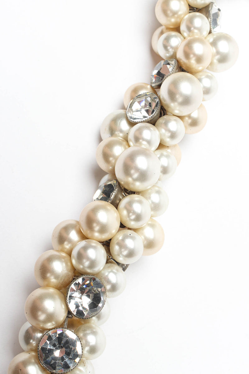 Vintage Pearl & Rhinestone Cluster Rope Necklace pearl/rhinestone close up@ Recess Los Angeles