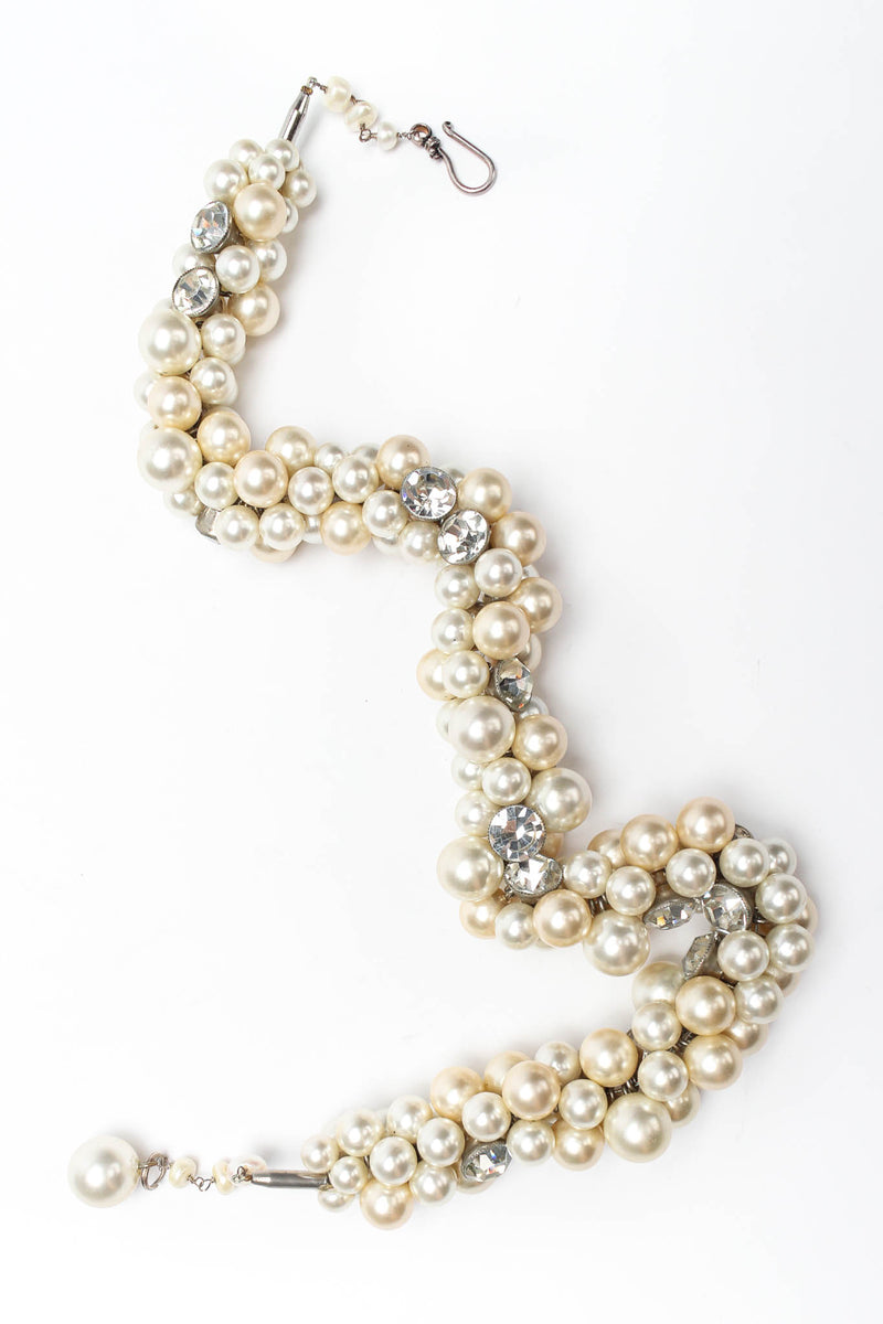 Vintage Pearl & Rhinestone Cluster Rope Necklace front @ Recess Los Angeles