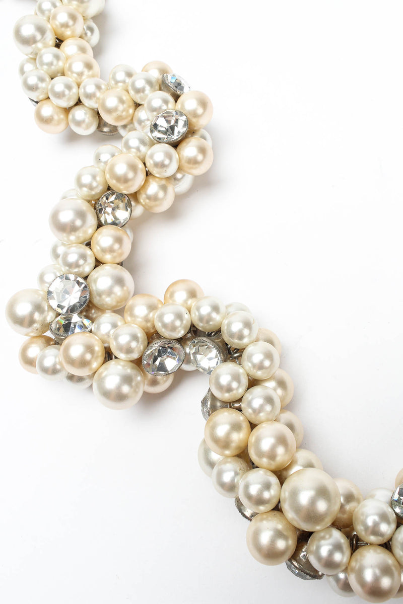 Vintage Pearl & Rhinestone Cluster Rope Necklace cluster close @ Recess Los Angeles