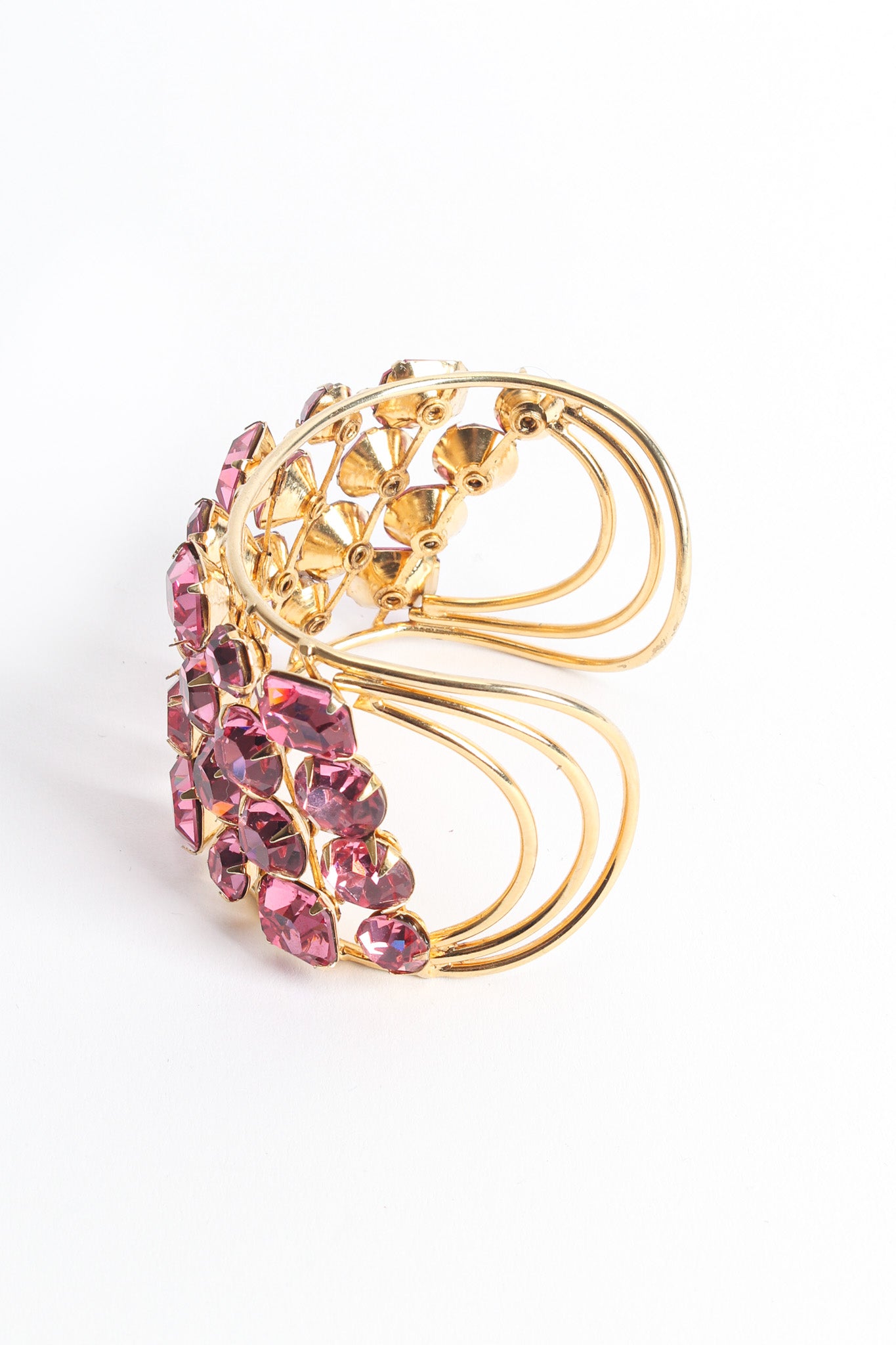 Vintage Rose Pink Crystal Wire Cuff side@ Recess Los Angeles