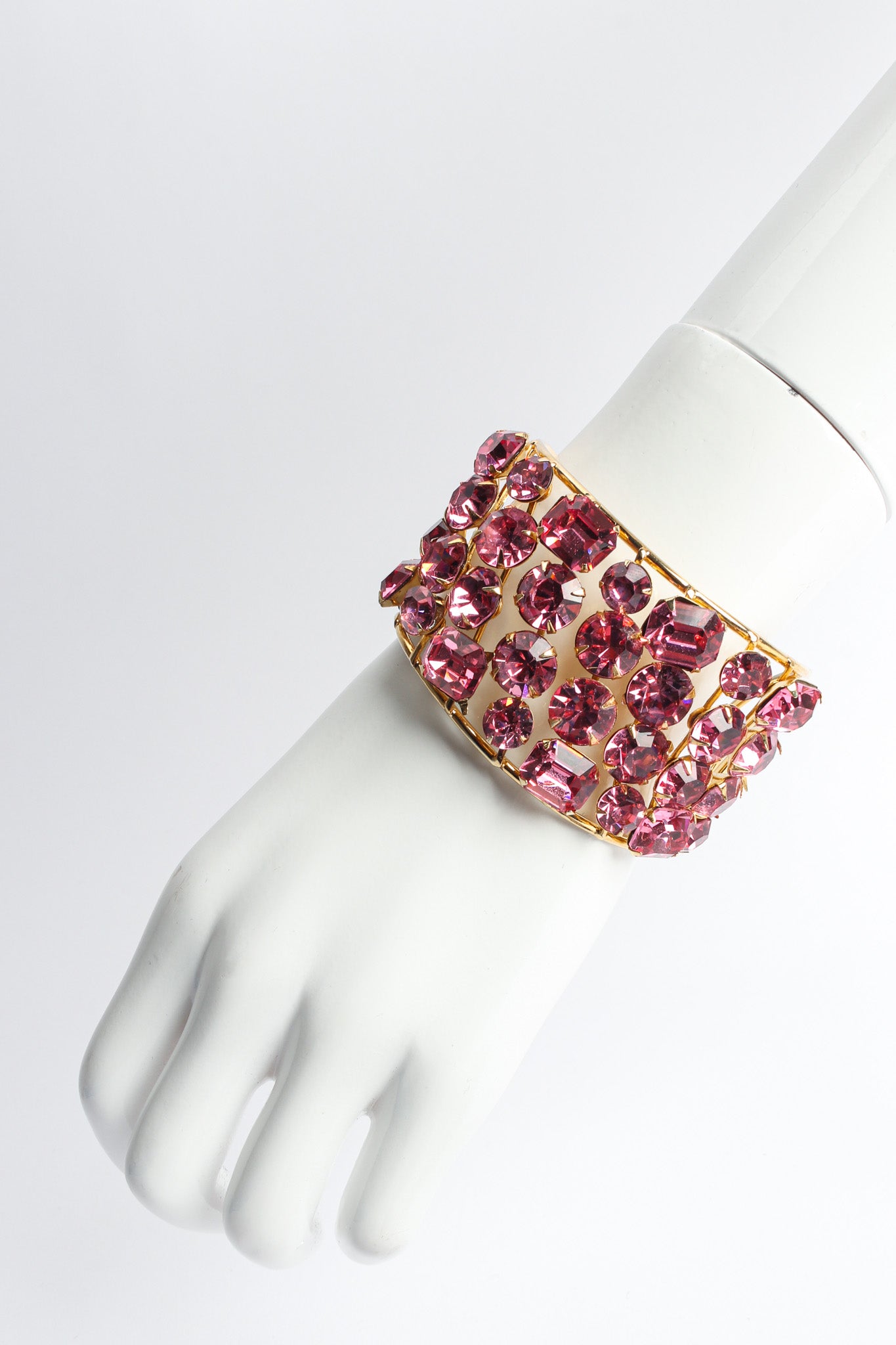 Vintage Rose Pink Crystal Wire Cuff on mannequin @ Recess Los Angeles