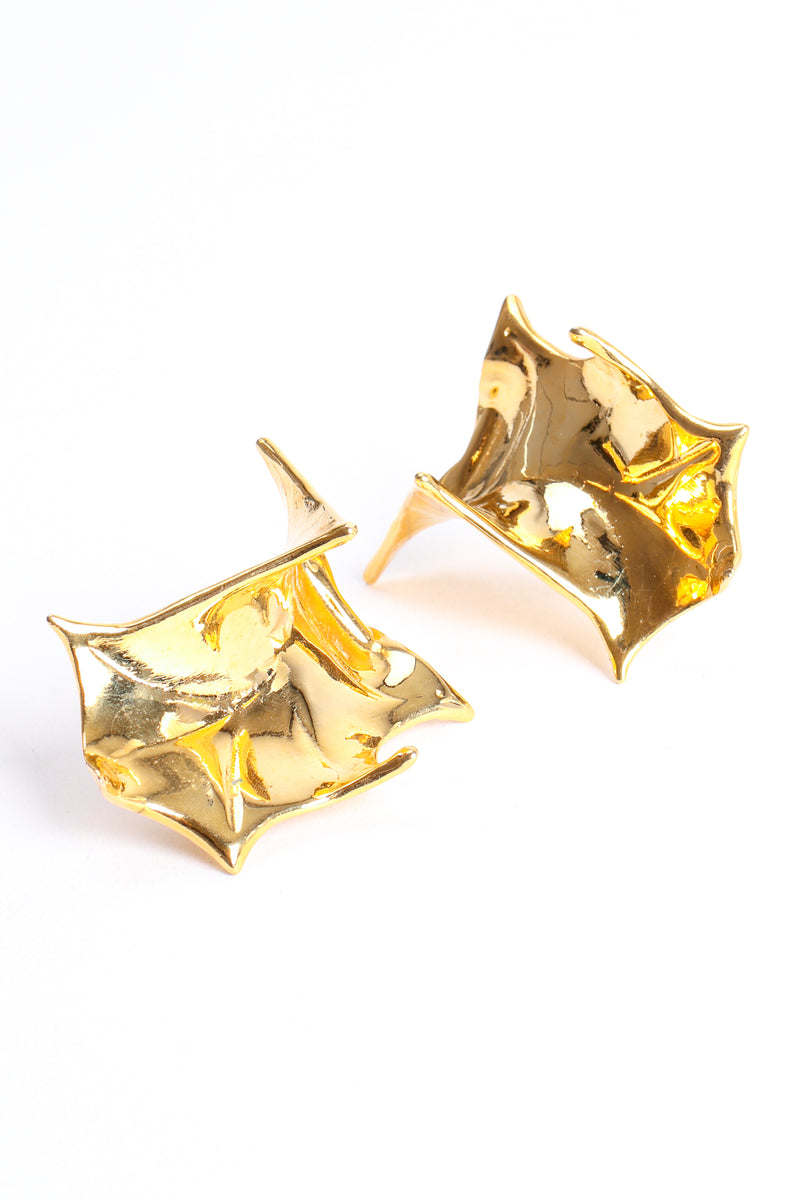 Vintage Schiaparelli-Inspired Sculpted Abstract Leaf Earrings at Recess Los Angeles
